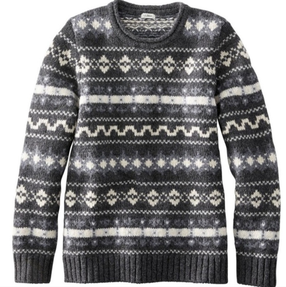 L.L. Bean Charcoal and Cream Knit Sweater